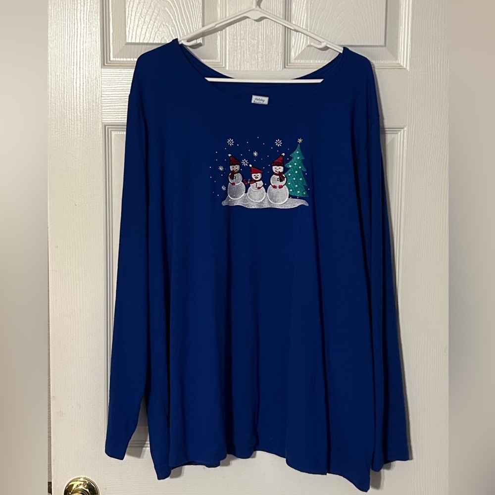 Blue Snowman‎ Holiday Long Sleeve Tee